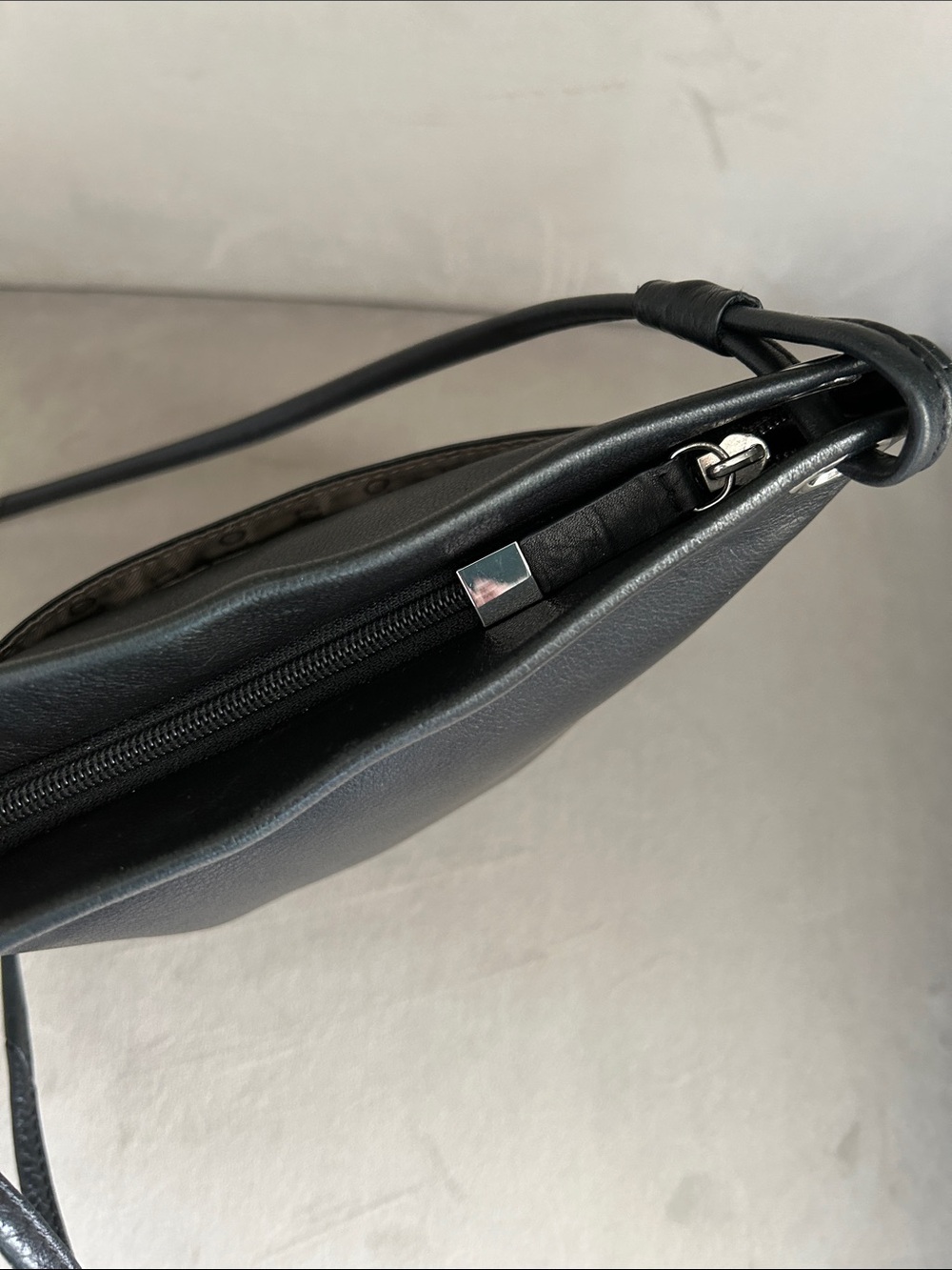 Margot New York Black Leather Crossbody Bag | Minimalist Everyday Chic - Picture 5 of 11